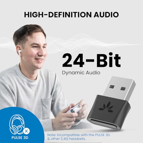 Avantree DG80 Gaming USB Bluetooth 5.3 Adapter for PS5 & Consoles - Low Latency Wireless Audio Dongle for Headphones & Earbuds