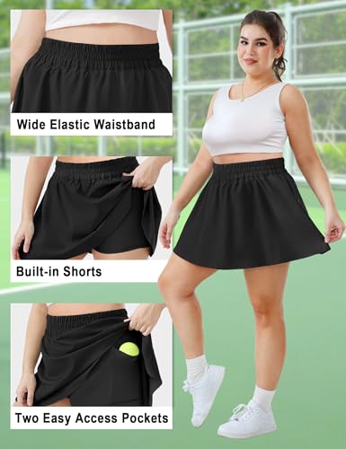 FOREYOND Plus Size Skorts for Curvy Women High Waisted Golf Tennis Skirts with Pockets Workout Athletic Skort Skirt3
