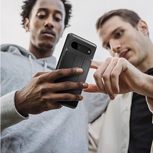 Vena Wallet Case Compatible with Google Pixel 6, vCommute (Military Grade Drop Protection) Flip Leather Cover Card Slot Holder with Kickstand (Space Gray)
