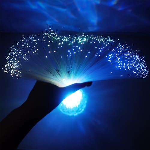 JALORDE 2pcs 14 inch Corded Fiber Optic Mood Novelty Lamps Lighting Lite with Color-Changing Crystals Base (2)