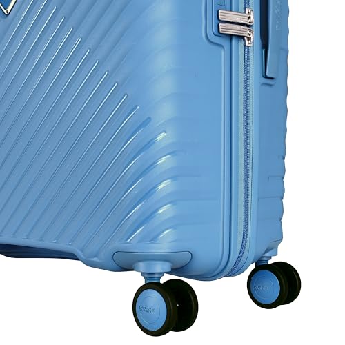 Image of American Tourister Diamo 68 CM Check-in Trolley Bag with Combination Non TSA Lock & 8 Wheels Hard-Sided PC Medium Suitcase /Trolley Bag with Double Spinner Wheels /Luggage for Men & Women - Blue