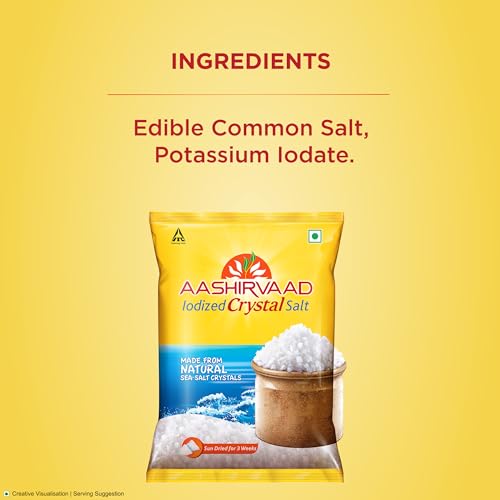 Image of Aashirvaad Iodized Crystal Salt, Authentic Crystal Salt for Traditional Dishes, 1kg