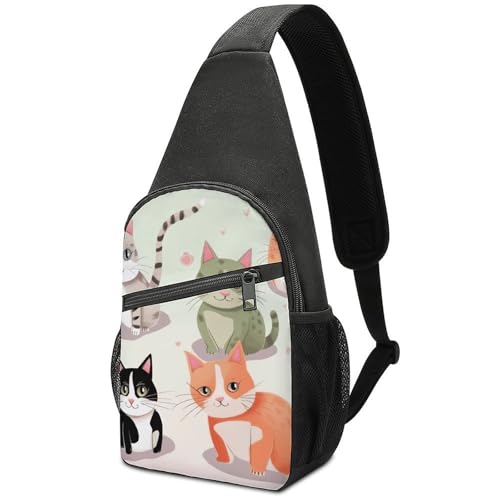 Mochila cruzada Lovely Cartoon Cats para viaje y deporte miniatura 1