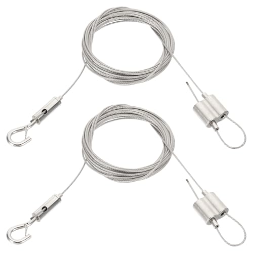 Image of PATIKIL 2 Pcs Adjustable Picture Hanging Wire Kit, 5m /16.4ft, Silver, Stainless Steel, 1.5mm Wire, 4.5kg-45kg Capacity
