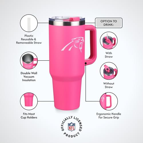 Image of The Memory Company Officially Licensed NFL - Carolina Panthers 40oz Pink Game Day Tumbler with Team Logo