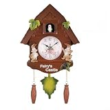 Orologio da parete a pendolo a cucù per casa e ufficio con design artistico unico e cronometraggio funzionale per varie impostazioni (marrone)