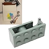 Tape Dispenser, Small and Delicate Design Desktop Tape Dispenser with a Sharp Blade Cute Mini Building Block Shape Tape Roll Dispenser for Office School Home (Green)
