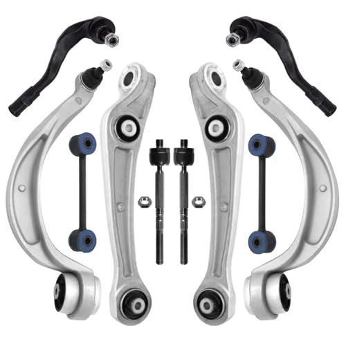 Image of Detroit Axle - 10pc Front End Kit for Audi A4 A5 Quattro Allroad Q5 RS5 S4 S5 Macan, 2 Lower Forward Control Arms 2 Lower Rearward Control Arms with Ball Joint 4 Tie Rods 2 Sway Bars Replacement