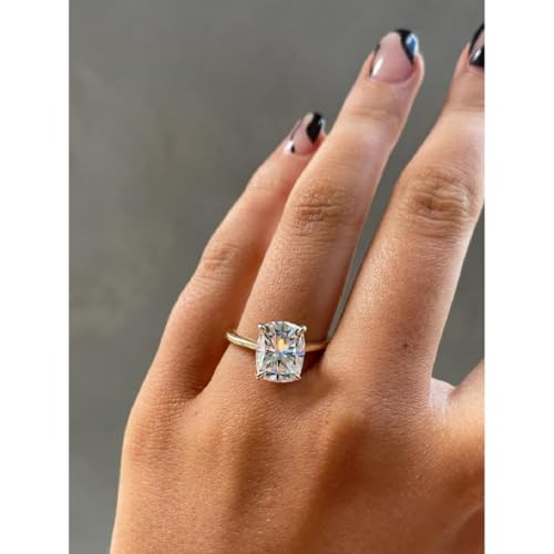 Handmade Wendy 1CT-3CT Classic Cushion Cut Moissanite Anniversary Ring for Women Solitaire Wedding Engagement Ring Promise Gifts for Her 925 Silver, 10K/14K/18K Solid Gold2