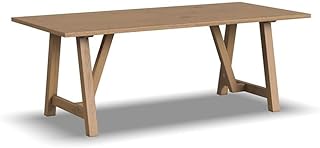 Homestyles Trestle Dining Table, Modern Rustic Design, Natural Oak Finish, 82W x 38L x 30H inches, Hardwood Construction, Seats 8, Large Table for 8