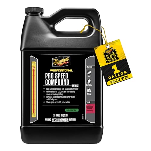 Meguiar's M10001 Mirror Glaze Pro Speed Compound - Removes Deep Scratches & Severe Swirl - 1 Gallon Container (Packaging May Vary)