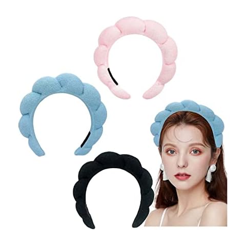 M-imi and C-o Spa Headband for Women,Sponge & Terry Towel Cloth Fabric Head Band for Skincare,Face Washing, Makeup Removal,Shower, Facial Mask - Soft & Absorbent Material, Hair Accessories (3pc) Cover