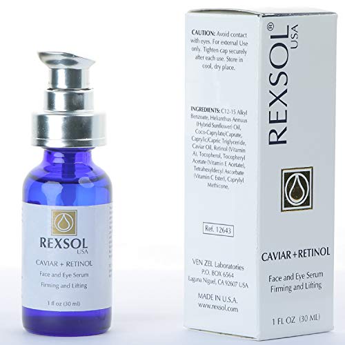 REXSOL CAVIAR + RETINOL Face and Eye Serum Firming and Lifting | With Vitamin C, Vitamin E & Vitamin