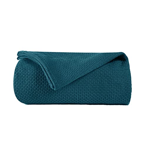 BOUTIQUO 100% Cotton Bed Blanket, Breathable Thermal Blanket Full - Queen Size, Soft Honeycomb Waffle Blanket 90