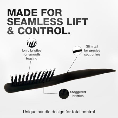 Image of Ikonic Professional Teasing Brush with Ionic Technology, Adds Volume, Anti Static, Adds Shine, Sectioning Brush, Back Combing, Heat Resistant, All Hair Types, Salon & Personal Use