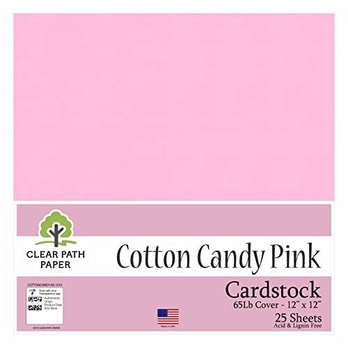 Cotton Candy Pink Cardstock 12 x 12 inch 65Lb Cover 25 Sheets Clear Path Paper Amazon
