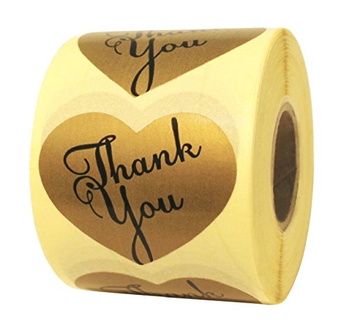 EGwine Thank You Stickers with Heart Adhesive Label 500 Per Roll 1.77