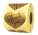 Thank You Stickers with Heart Adhesive Label 500 Per Roll 1.77" Gold Stickers