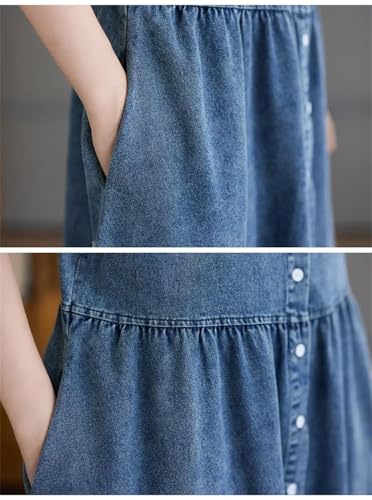 Women's Sleeveless Slim Fit Casual Denim Dress Loose Vest Dress4