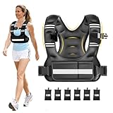 Adjustable Weighted Vest for Women, 6-12lb U-Shaped Weight Vest with 6 Iron Sand Bags & Adjustable Buckle Straps, Rucking Vest with Plus Pockets for Walking, Running and Strength Training (Black)