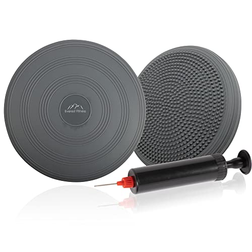 EVEREST FITNESS Cojín de Aire 33 cm - Incluye Bomba Aire - Cojin Silla Oficina Ergonomico Equilibrio y Entrenamiento - Cojin para Silla Ordenador de Asiento y Respaldo