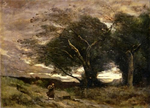 Cuadro de lienzo de Jean Baptiste Camille Corot, lámina de arte de 60x90cm para pared de oficina