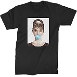 Expression Tees Mens Audrey Hepburn Chewing Bubble Gum T-Shirt Medium Black