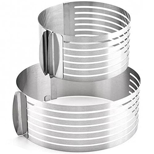 Bontannd Adjustable Layered Cake Slicer Leveler,6-8 Inch Stainless Steel Round Bread Layer Cake Cutter Mold,Baking Tool Kit Set Mousse Mould Slicing-silver