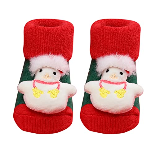Infant Christmas Socks Booties Soft Baby Santa Print Winter Warm Fleece Slippers Snow Boots Soft Sole Crib Shoes