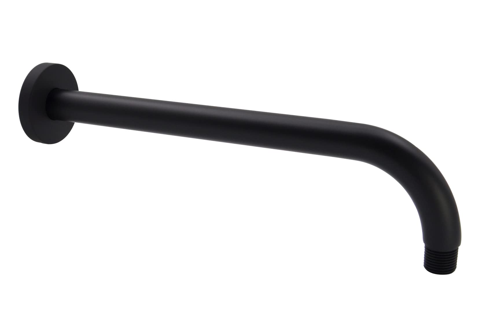 Ramię prysznicowe i kołnierz O-ring, 30 cm, solidny mosiądz, okrągły, czarny matowy, oba stożkowe gwinty 1/2 NPT, wygięte ramię prysznicowe, uchwyt ścienny przedłużacz głowicy prysznicowej, ramię głowicy prysznicowej, ramię głowicy deszczownicy