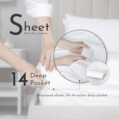 Image of Linen Closet 100% Organic Cotton Twin Sheets Set, 3 Pieces, Navy - Percale Bed Sheets & Pillowcases Set - Up To 14 inch Deep Pocket Fitted Sheet - Cooling, Crisp & Breathable - For Hot Sleepers