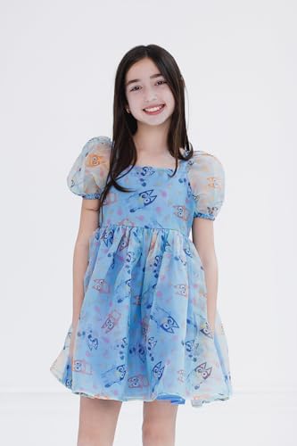 Bluey Girls Square Neck Organza Dress Toddler to Big Kid Sizes (2T - 10-12)2