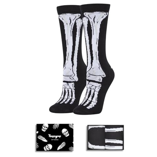 HAPPYPOP Halloween Gifts Socks Ideas - Spooky Gifts for Men Women, Halloween Gifts for Teens, Skeleton Gifts for Man Woman