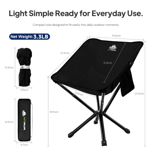 Silla Plegable Ligera para Camping MTRVR, 3.3 lb, Negro Lino miniatura 2