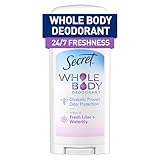 Secret Whole Body Deodorant Stick for Women, Lilac & Waterlily Scent, Aluminum Free Deodorant Stick, 72 HR Odor Protection, 2.4 oz