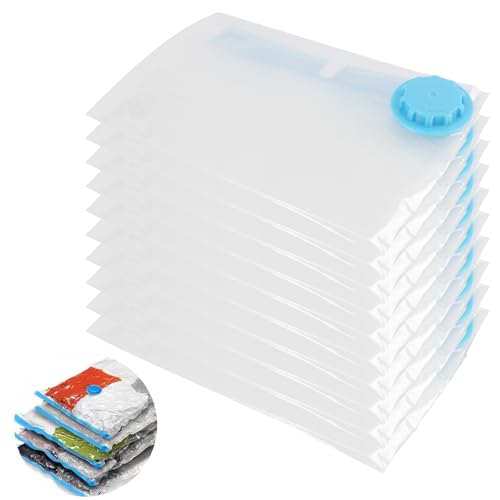 10 piezas Bolsas de Almacenamiento al Vacío Reutilizables para Ropa, Tamaños de 30 x 40 cm Bolsas con Cierre de Cremallera, para Viajes y Ahorro de Espacio en el Hogar