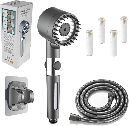 Pulifer Doccino Con Filtro Soffione Doccia Con Filtrazione Integrata Doccino A Pressione Migliorata Getto Confortevole E Design Moderno Per Uso Quotidiano (Grigio)