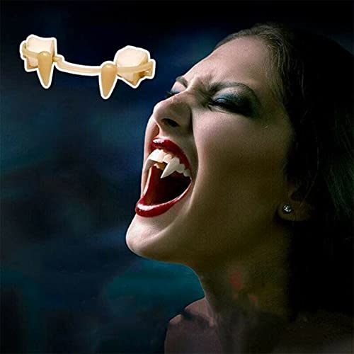 Retractable Vampire Fangs for Adults Fake Fangs Teeth Cosplay Realistic Vampire Teeth Fangs Retractable Fangs Halloween Vampire Fangs Braces for Halloween Carnival Parties Roleâ€‘Playing
