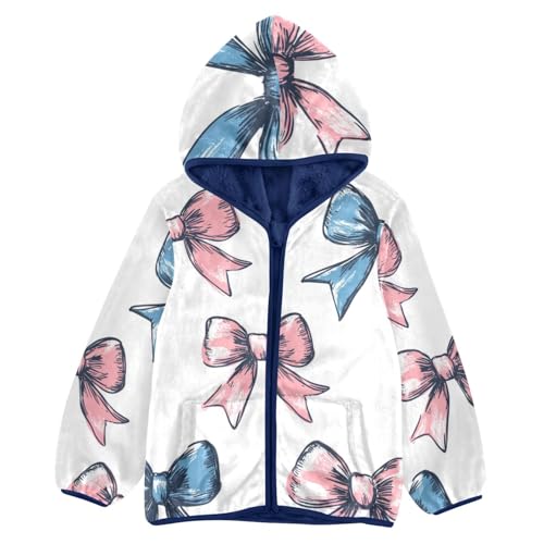 Bow Ribbon Girls Fleece Jacket Girls Fall Jacket Girls Zip Up Hoodie Girls Sherpa Jacket 2-10T