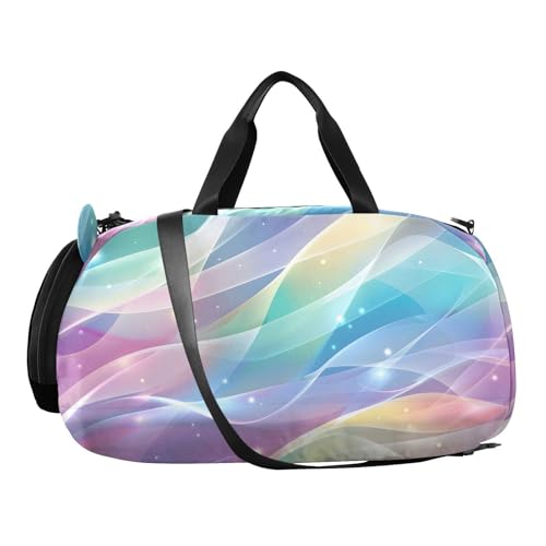 Duffle Bag Kids Gym Bag with Shoes Compartment & Wet Separation Overnight Travel Bag Streamer Flash Rainbow Gradient for Girl Boy2