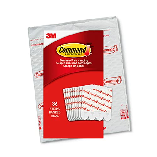 Command Medium Refill Adhesive Strips, Damage Free Hanging Wall Adhesive Strips for Medium Indoor Wall Hooks, No Tools Removable Adhesive Strips for Christmas Hooks, 36 White Strips