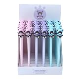 Joucien 6pc-0.5mm Cartoon Bear Silicone Neutro Penna Plastica Neutra Penna con Siringa - Nero