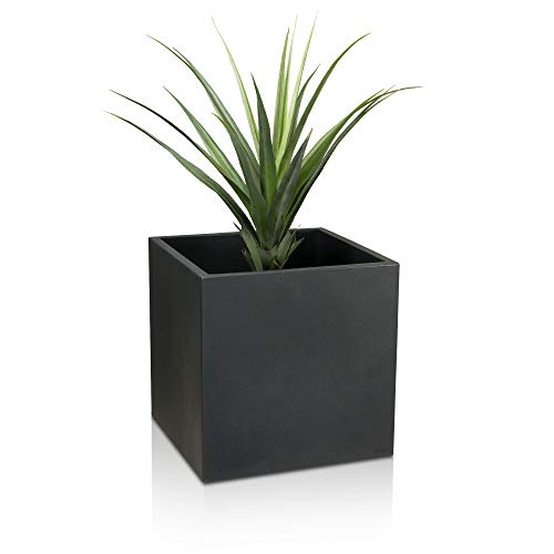 DECORAS Pflanzkübel CUBO 60 aus Kunststoff – anthrazit matt – Maße: 60x60x60 cm - frostsicher und UV-beständig (8 Jahre Garantie) - Kunststoff Pflanztrog