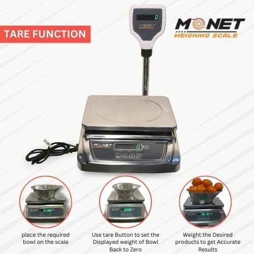 Image of MONET Weighing Scale With Pole | Green Display Light | For Industrial And Commercial Use | Weight Limit 30kg
