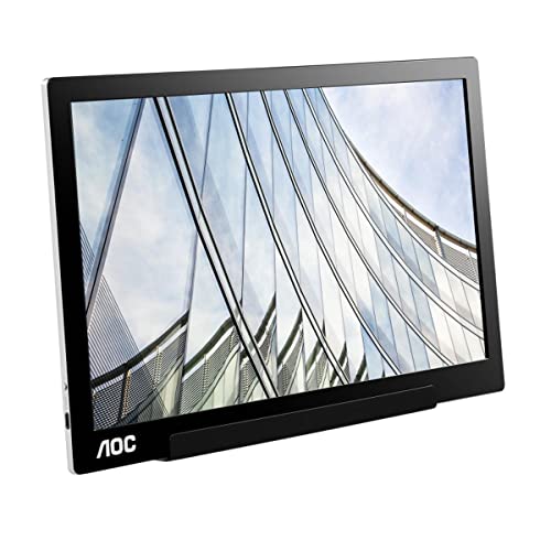 Image of AOC I1601C 15.6 inch USB-C Powered Portable Monitor, IPS Full HD 1920x1080, SmartCover, Carrying Case, AutoPivot (for Devices w /USB-C DP Alt Mode only),Black