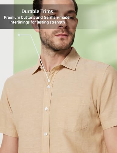Image of Symbol Premium Men's Cotton Linen Casual Shirt - Regular Fit | Half Sleeve (Available in Plus Sizes)
