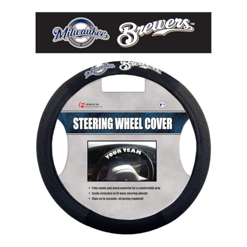 MLB Milwaukee Brewers Poly-Suede Steering Wheel Cover
