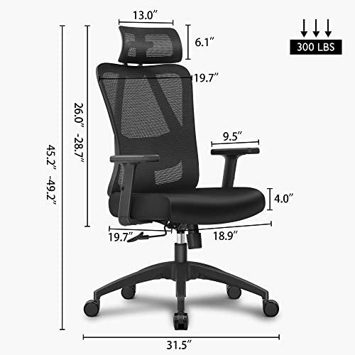 Felixking Ergonomic Office Chair, Big And Tall Office Chair, Adjustable Headrest With 2D Armrest, Lumbar Support And Pu Wheels, Swivel Computer Task Chair For Office, Tilt Function Computer Chair #TOP5