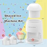 Electric Snow Cone Machine, Shaved Ice Maker Slushie Machine for Home, Kids Fast Fluffy Ice Shaver, Gift Ideal for Family Christmas Holiday, White