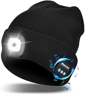 Unisex Bluetooth Beanie Hat with Light Wireless Headphones Gifts for Men Dad